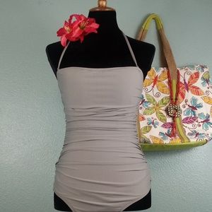 NWT J Crew Bandeau One Piece Swimsuit Sz 10 Taupe